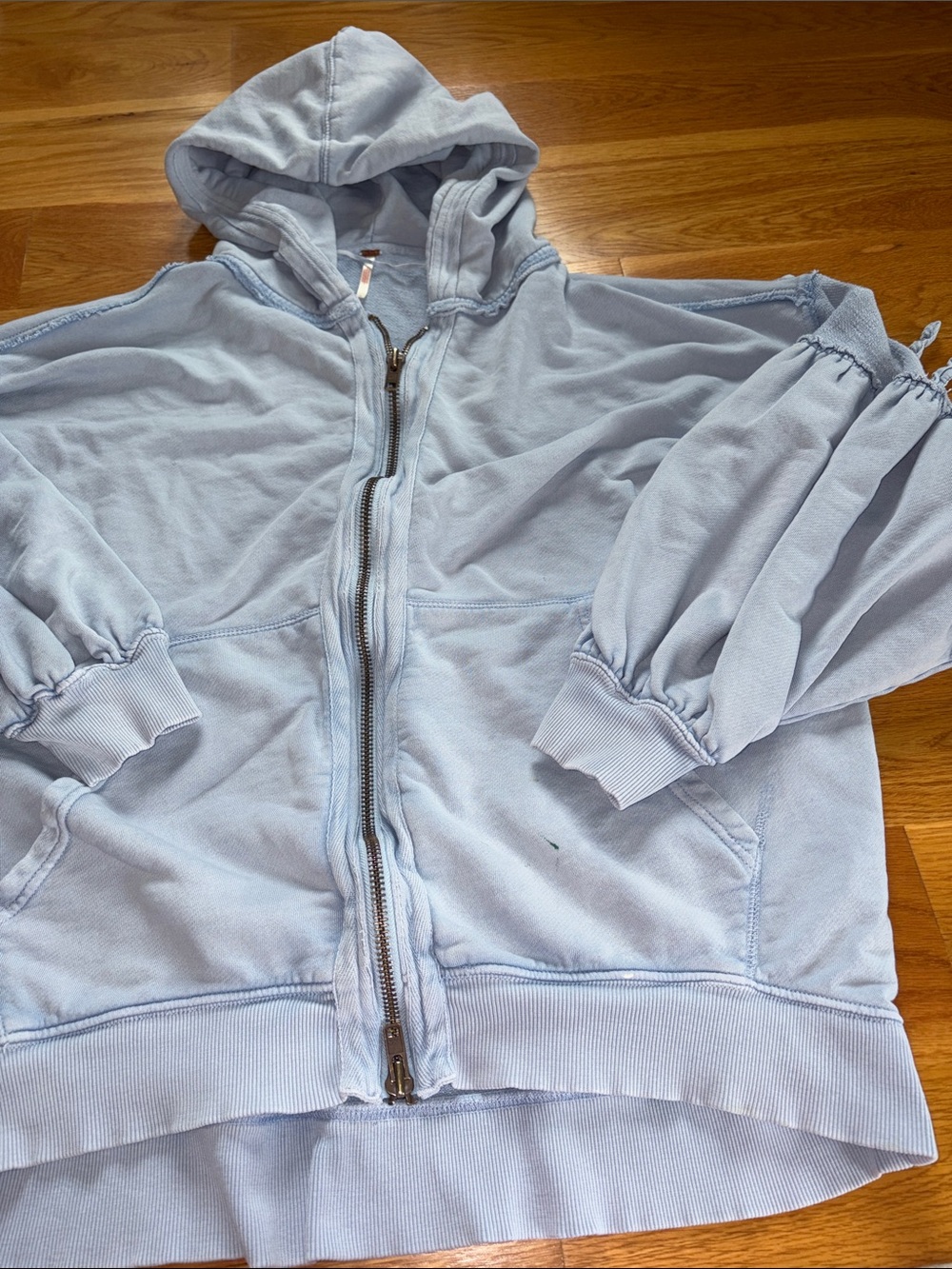 Free People Light Blue Zip-Up Hoodie